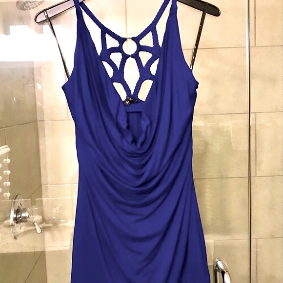 SKY  Super Sexy Sky Mini Dress. Royal Blue braided strap Detail amazing ! Medium - Picture 3 of 13